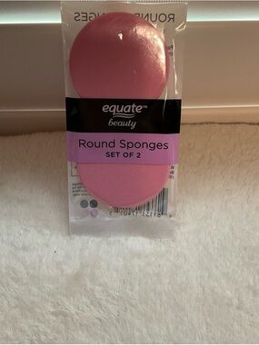 Equate Beauty Pink Round Makeup Sponges - Set of 2